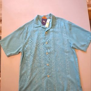 Tommy Bahama Mens Camp Shirt Med Baja Breeze 14961 LEI Riviera Jacquard SS NWT